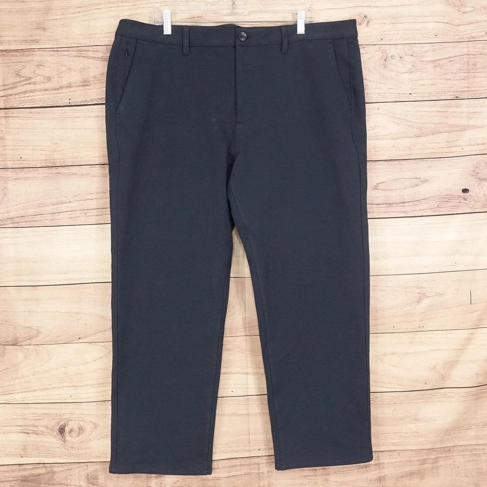 True Classic Pants Mens 40x28 Navy Straight Chino Knit Stretch Casual
